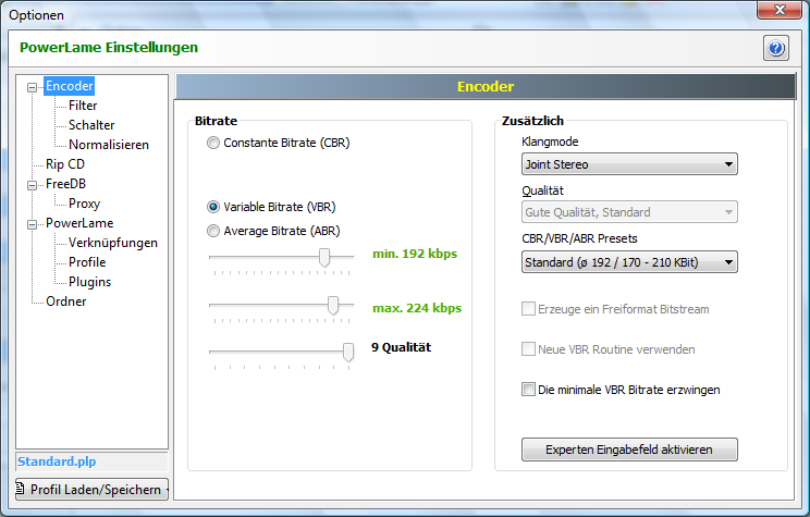 Encoder Optionen